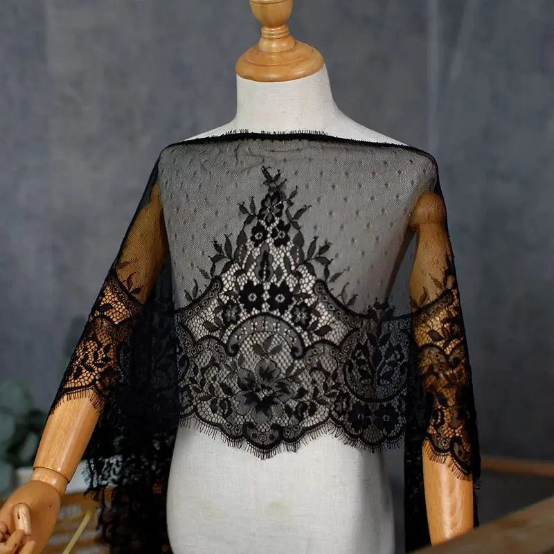 3 Meters One-Sided Eyelash Lace 30cm - Non-Stretch Lace for Sleeves & Skirt Hems