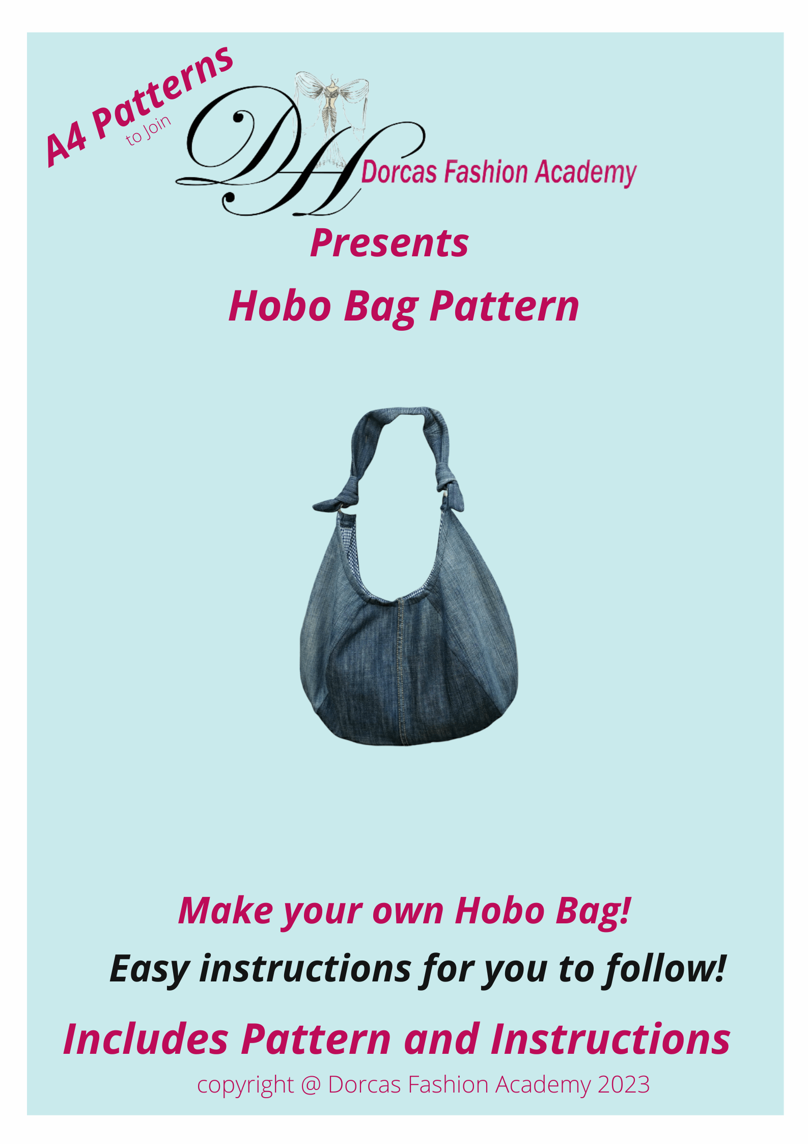 DENIM HOBO BAG - SEWING PDF PATTERNS AND INSTRUCTIONS