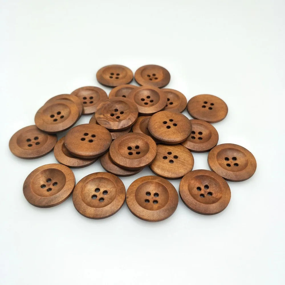 Wooden Buttons (25pcs) 25mm natural wood pattern