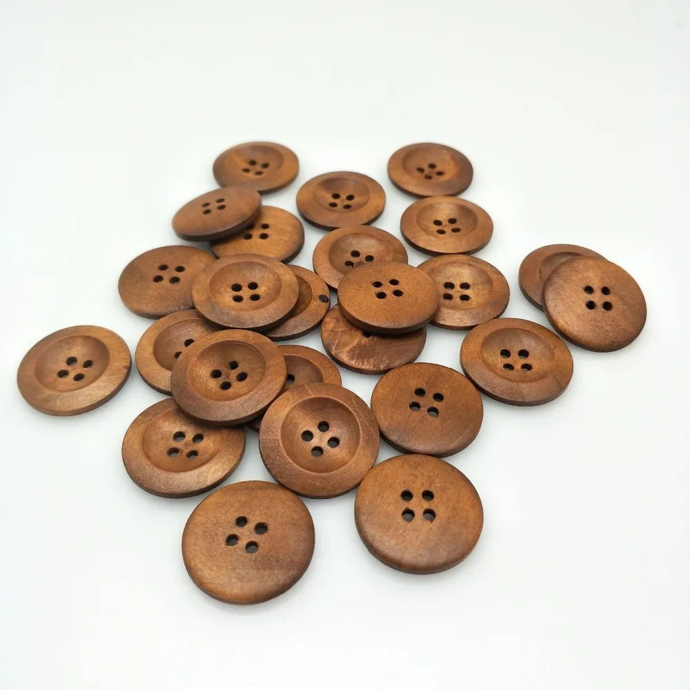 Wooden Buttons (25pcs) 25mm natural wood pattern