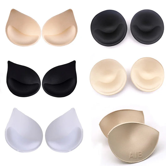4-Pack Soft Sponge Bra Pads - Removable Push-Up Inserts for Bras, Bikinis & Swimsuits