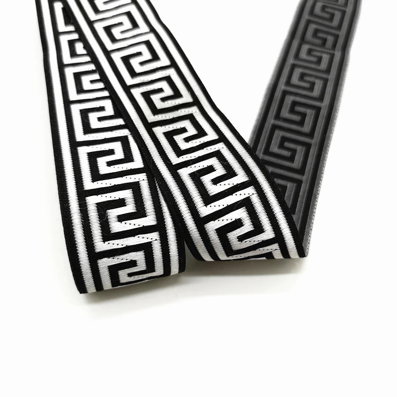 3 Yards Ethnic Embroidery Lace Trim - 35mm Vintage Boho Jacquard Ribbon for Clothing & Bags