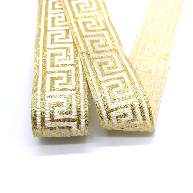 3 Yards Ethnic Embroidery Lace Trim - 35mm Vintage Boho Jacquard Ribbon for Clothing & Bags