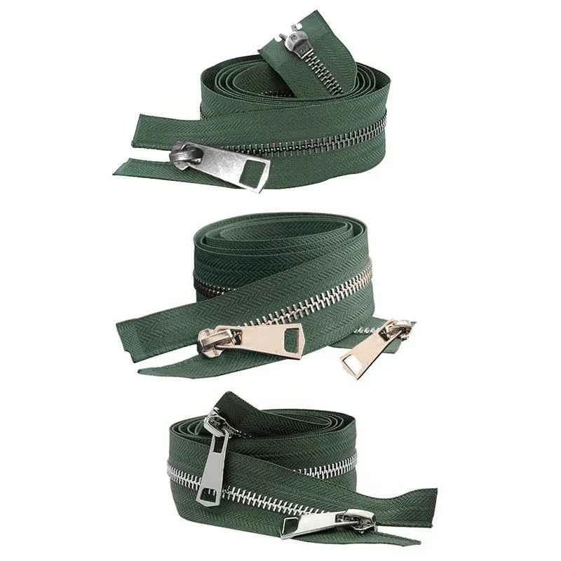 5# Open-End Metal Zippers with Double Sliders - 20-80cm Colorful Zippers for Jackets & Bags
