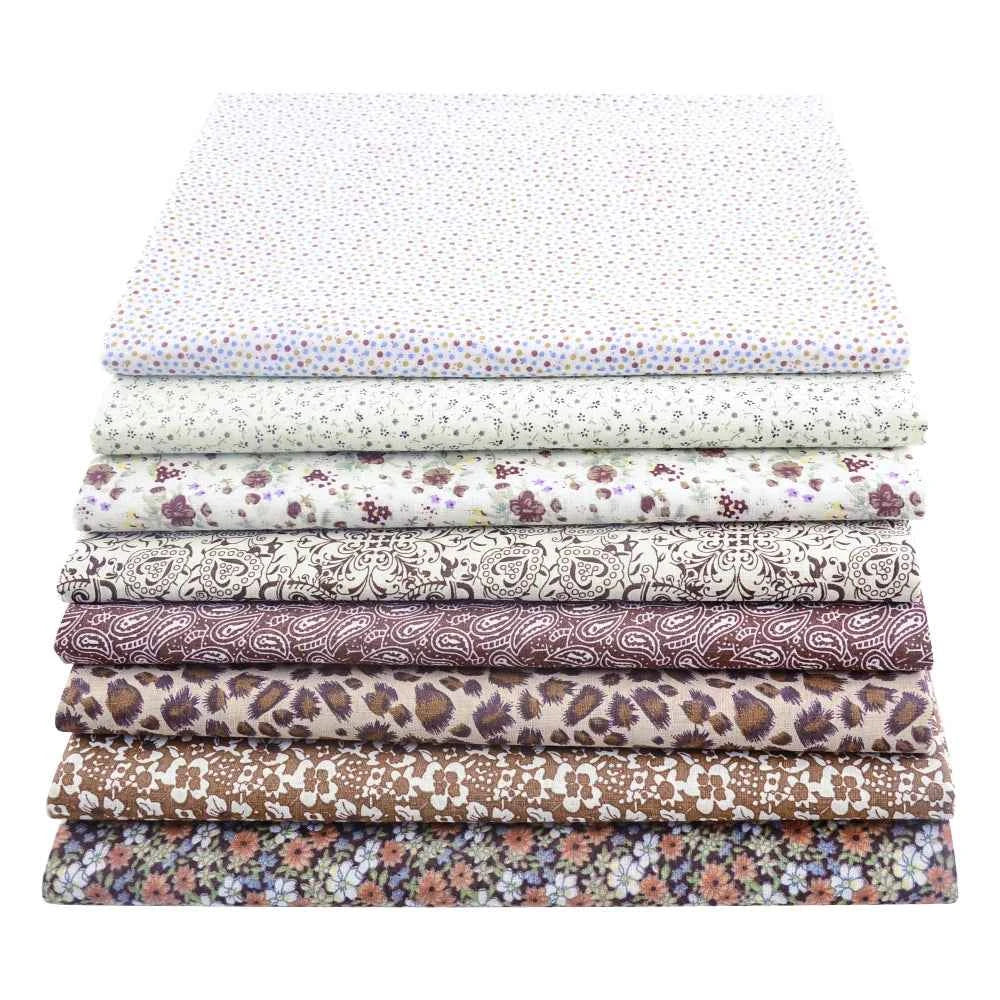 8-Pack Multicolor Cotton Fabric Squares - Printed Charm Packs for Quilting & Patchwork