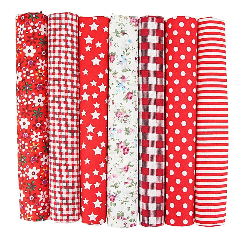 7-Pack Cotton Fabric Squares - Fat Quarters/Charm Packs for Quilting & Patchwork