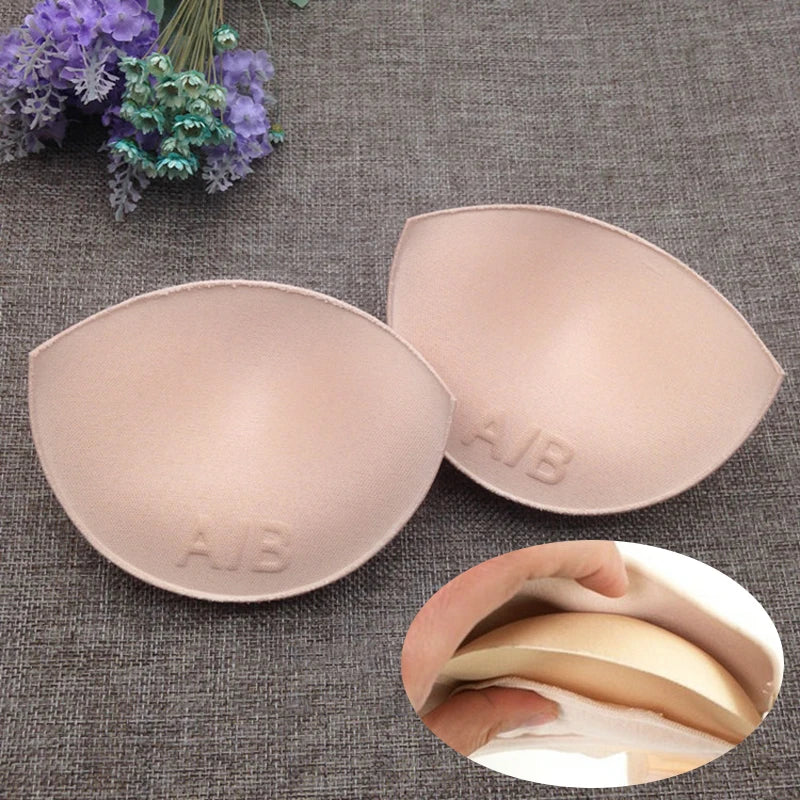 2-Pack Soft Sponge Bra Pads - Removable Push-Up Inserts for Bras, Bikinis & Swimsuits