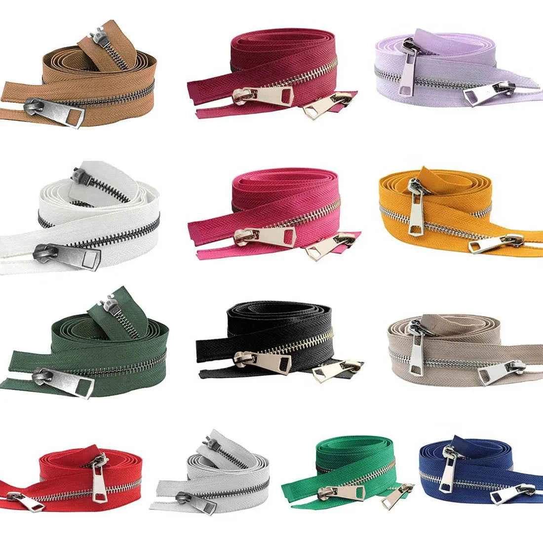 5# Open-End Metal Zippers with Double Sliders - 20-80cm Colorful Zippers for Jackets & Bags