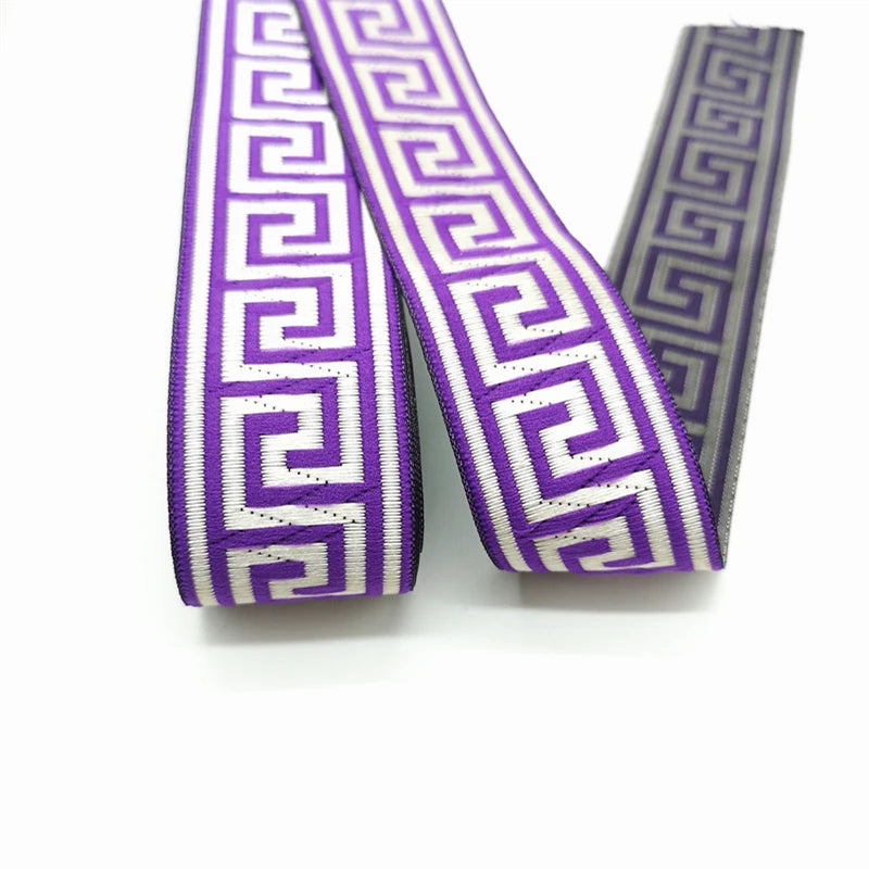 3 Yards Ethnic Embroidery Lace Trim - 35mm Vintage Boho Jacquard Ribbon for Clothing & Bags