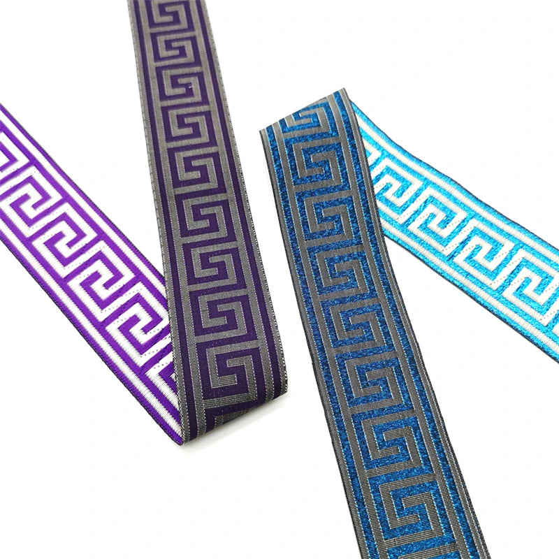 3 Yards Ethnic Embroidery Lace Trim - 35mm Vintage Boho Jacquard Ribbon for Clothing & Bags