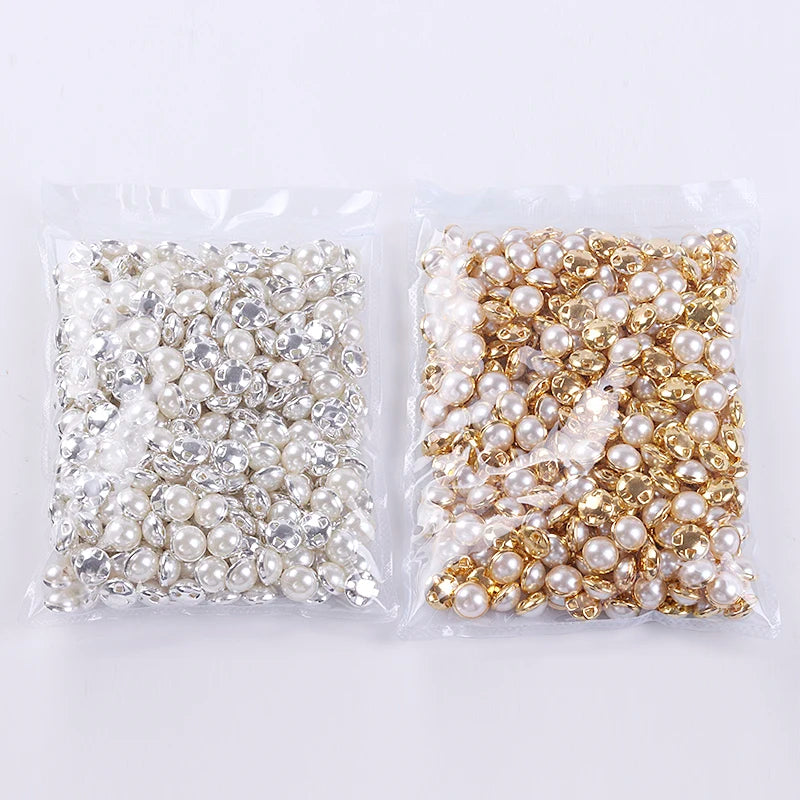 Sew on Pearls with gold or silver claws in 6mm, 8mm,10mm,12mm