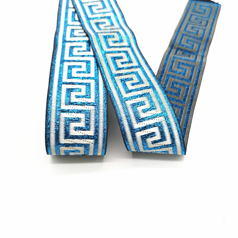 3 Yards Ethnic Embroidery Lace Trim - 35mm Vintage Boho Jacquard Ribbon for Clothing & Bags