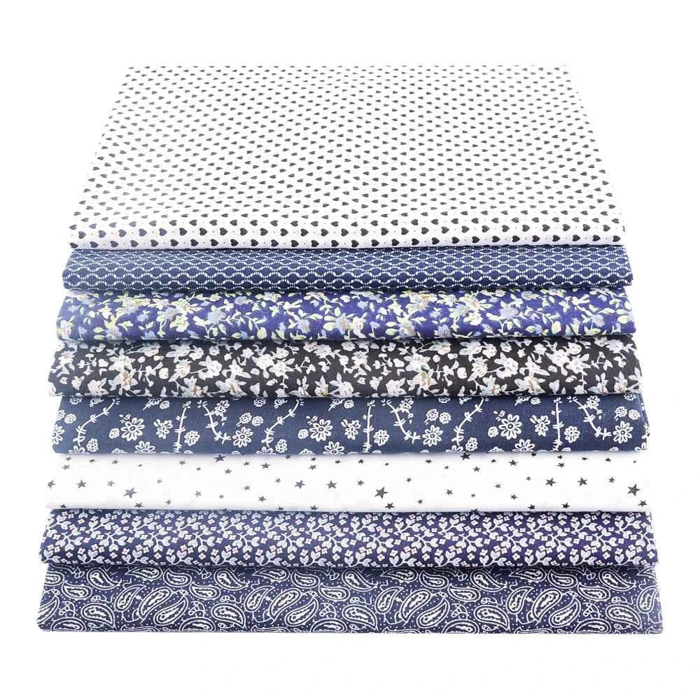 8-Pack Multicolor Cotton Fabric Squares - Printed Charm Packs for Quilting & Patchwork