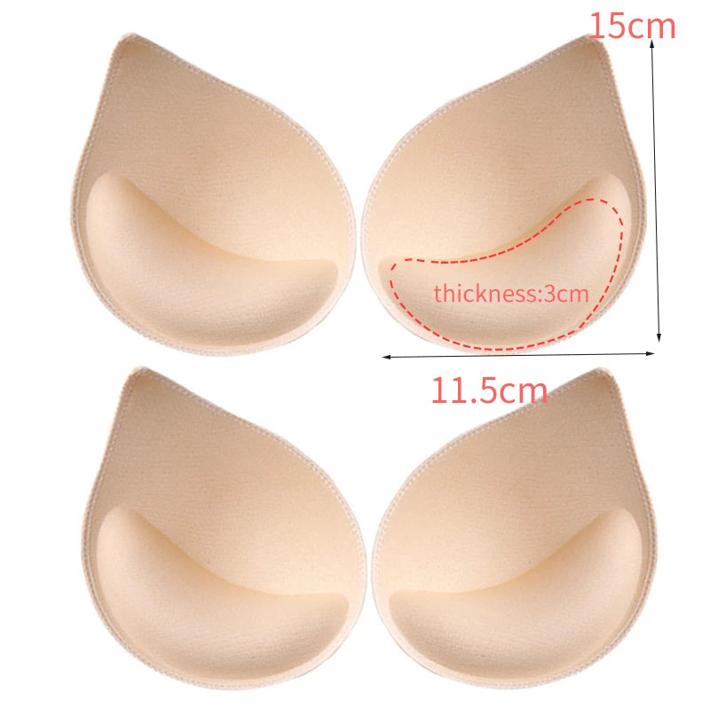 4-Pack Soft Sponge Bra Pads - Removable Push-Up Inserts for Bras, Bikinis & Swimsuits