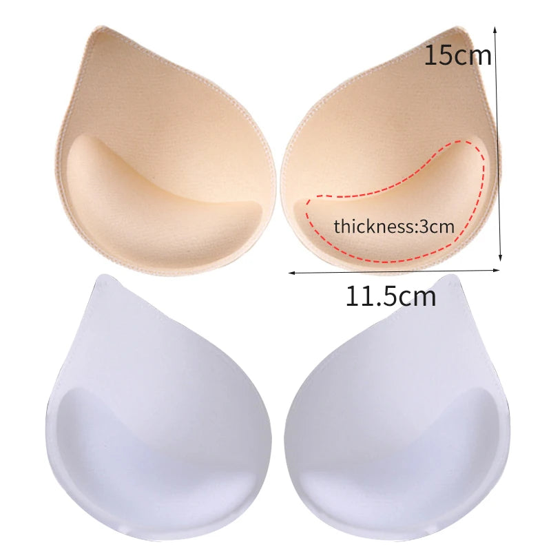 4-Pack Soft Sponge Bra Pads - Removable Push-Up Inserts for Bras, Bikinis & Swimsuits