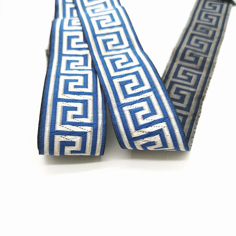 3 Yards Ethnic Embroidery Lace Trim - 35mm Vintage Boho Jacquard Ribbon for Clothing & Bags