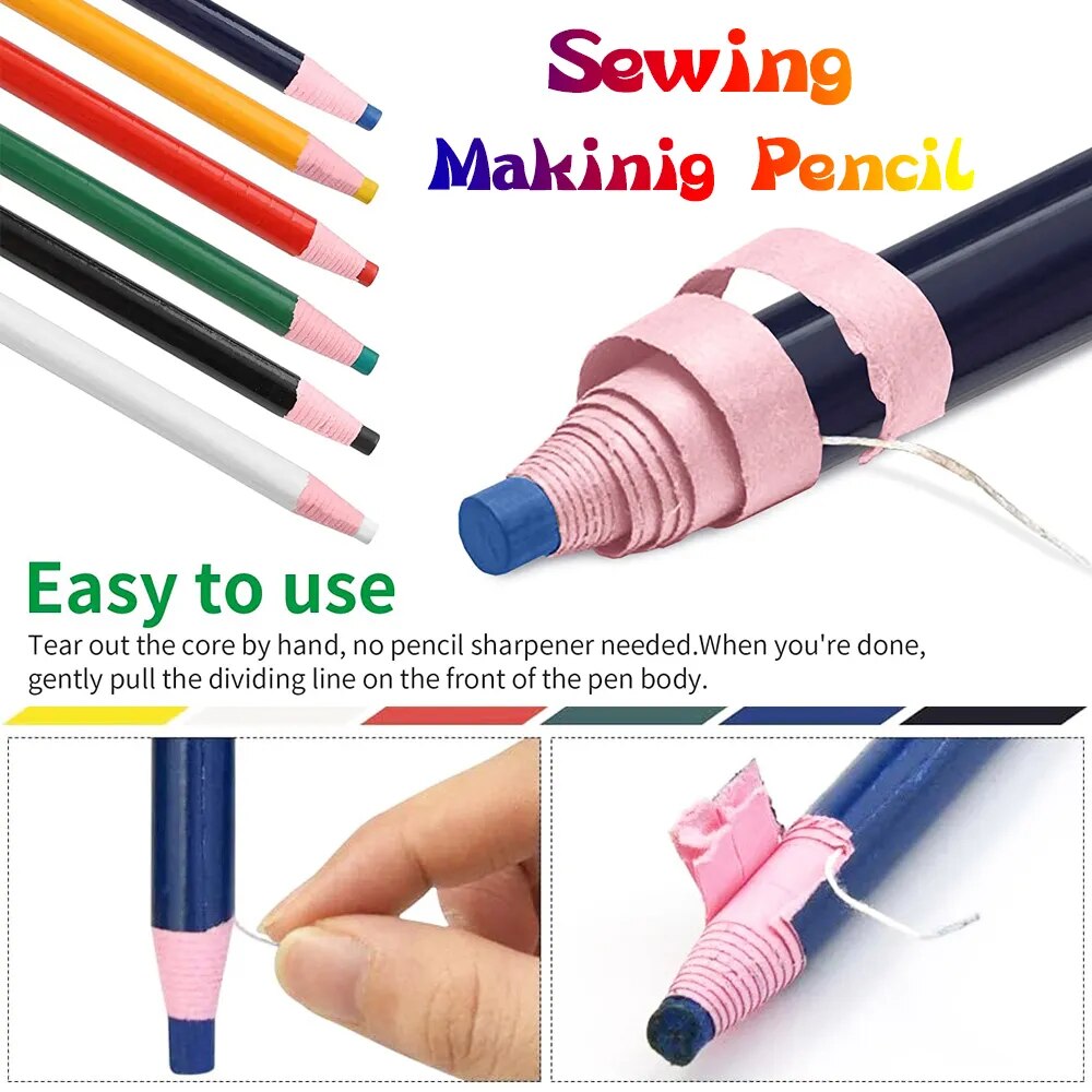Tailor's Chalk Pencils - Fabric Marker for Sewing - 6pcs/Set  - Sewing Accessories