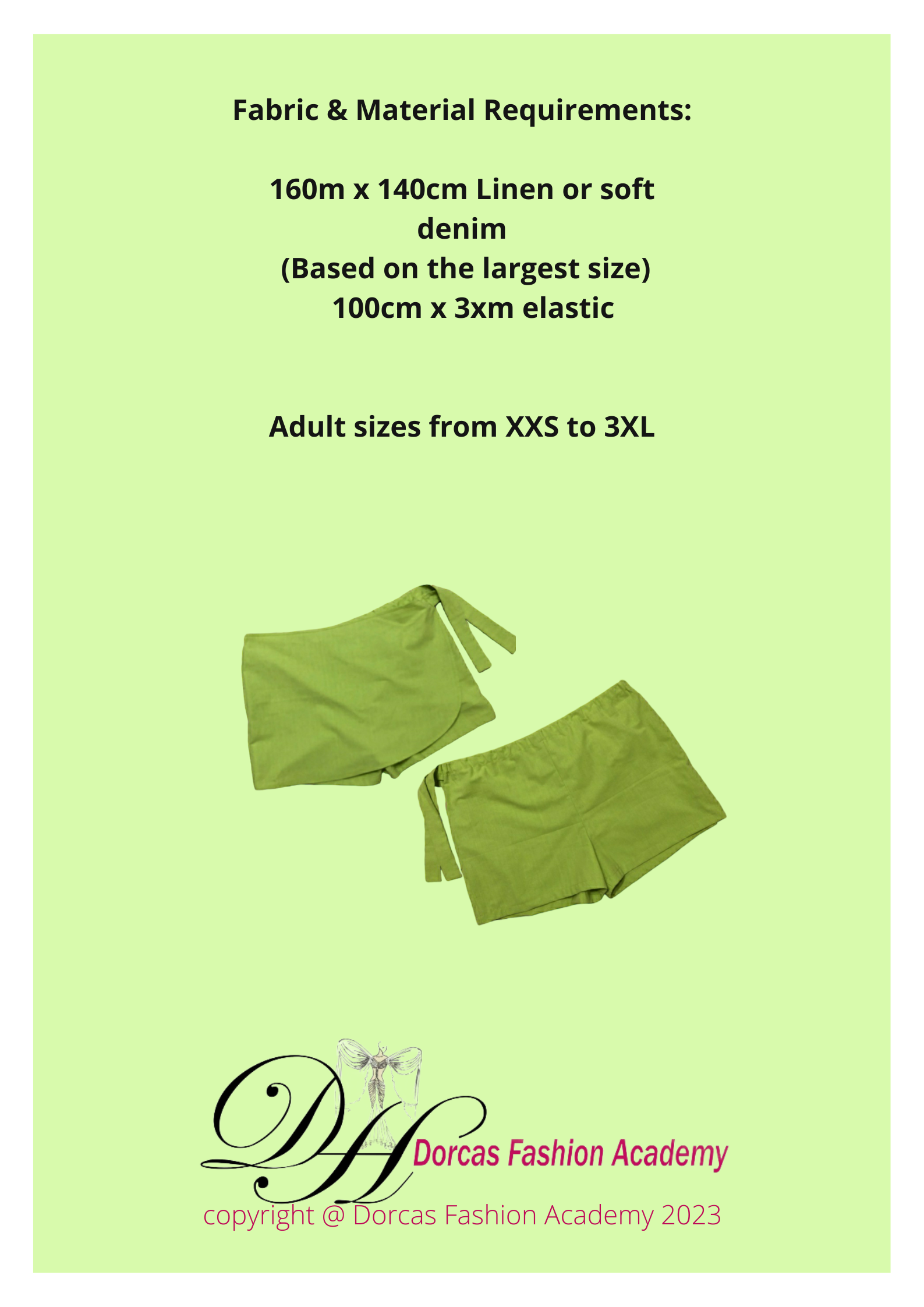 LADIES SKORTS PDF SEWING PATTERNS & INSTRUCTIONS - SIZES XXS TO 3XL