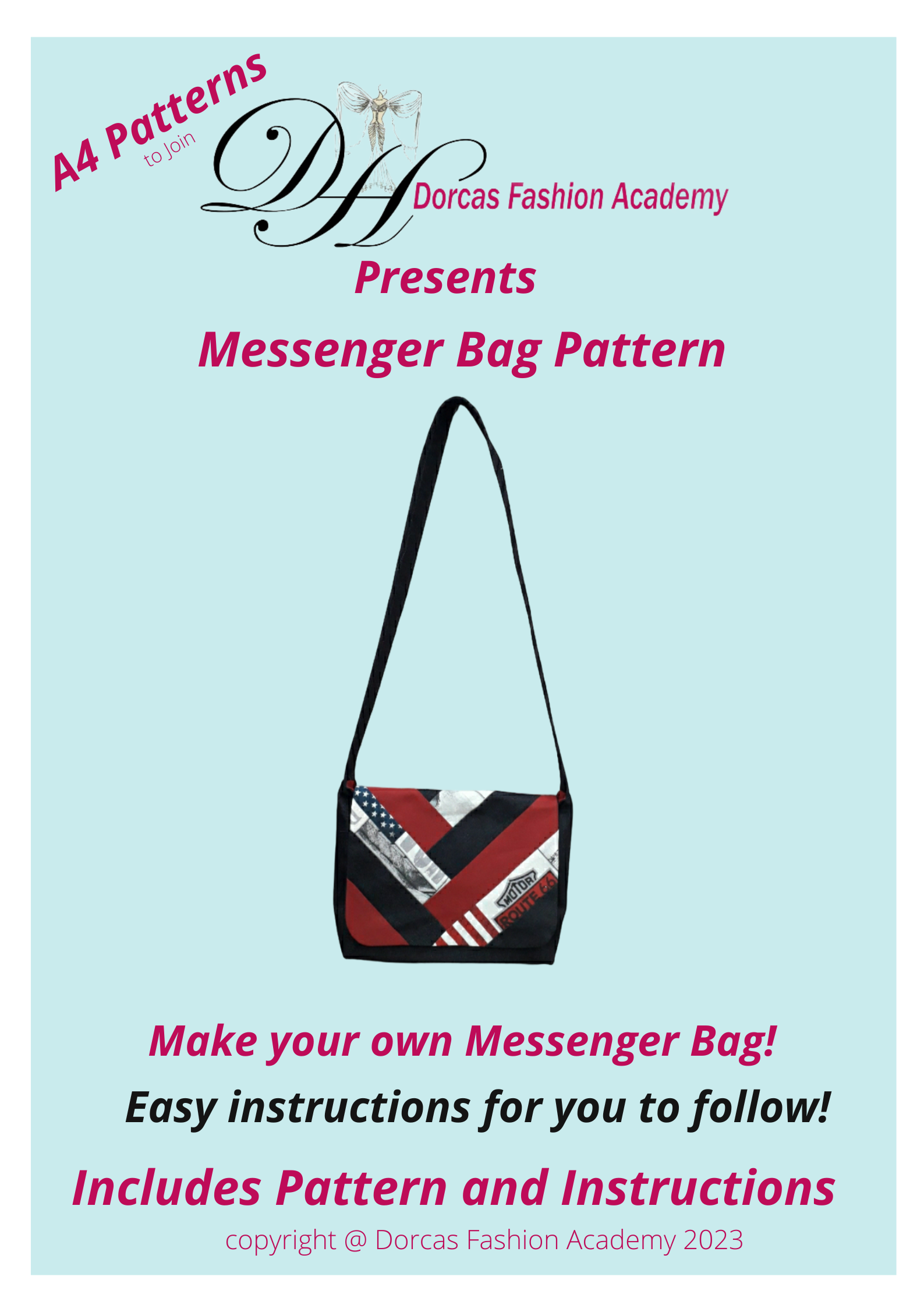 PATCHWORK MESSENGER BAG - SEWING PDF PATTERNS AND INSTRUCTIONS