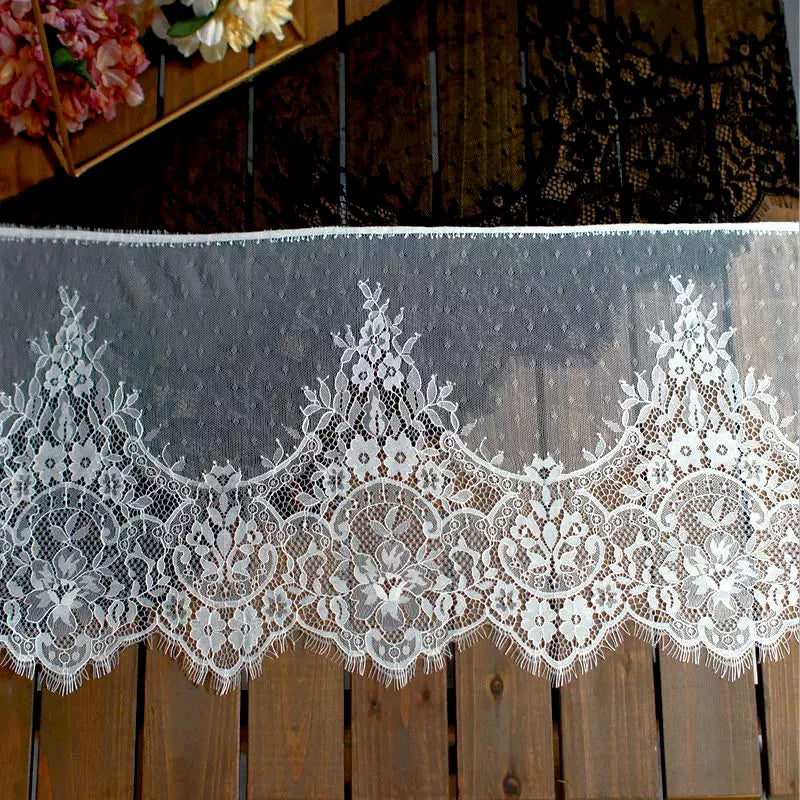 3 Meters Extra Wide Eyelash Lace 30cm - Non-Stretch Lace for Bra Making & Wedding Dresses