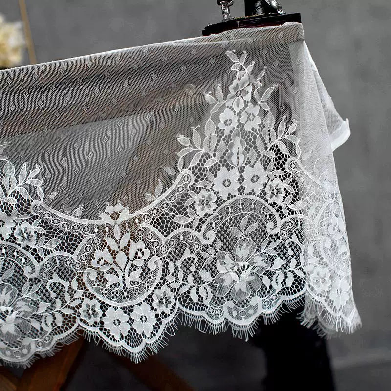 3 Meters Extra Wide Eyelash Lace 30cm - Non-Stretch Lace for Bra Making & Wedding Dresses