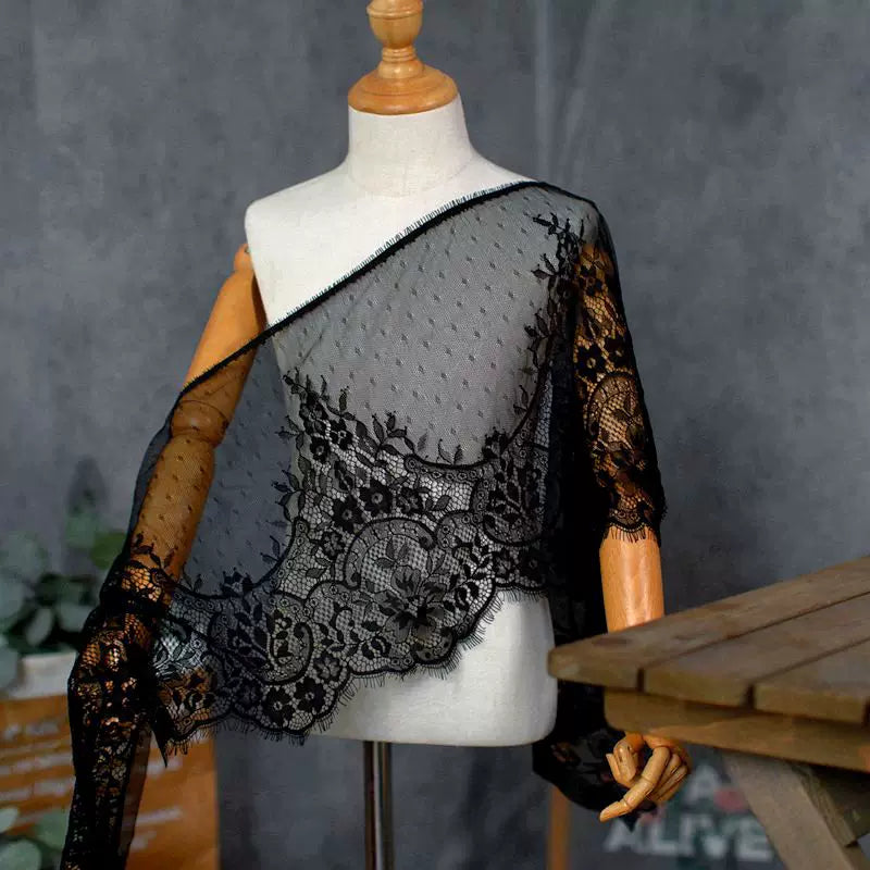 3 Meters One-Sided Eyelash Lace 30cm - Non-Stretch Lace for Sleeves & Skirt Hems