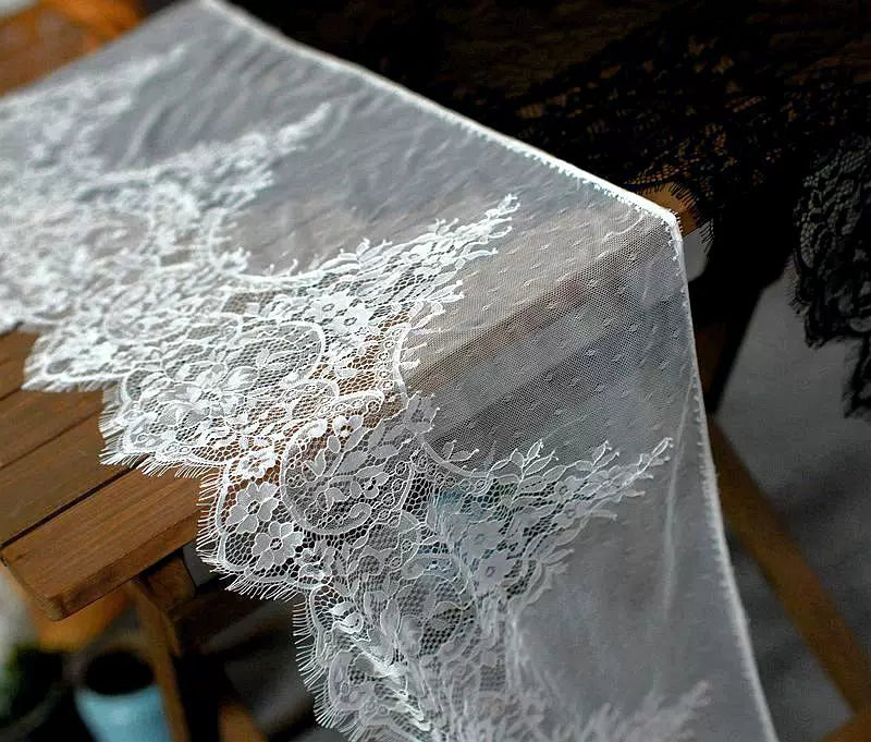 3 Meters Extra Wide Eyelash Lace 30cm - Non-Stretch Lace for Bra Making & Wedding Dresses