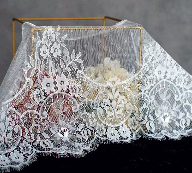 3 Meters Extra Wide Eyelash Lace 30cm - Non-Stretch Lace for Bra Making & Wedding Dresses