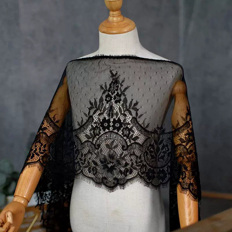 3 Meters Extra Wide Eyelash Lace 30cm - Non-Stretch Lace for Bra Making & Wedding Dresses