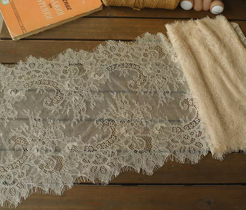3 Meters Wide Eyelash Lace 35cm - Chantilly Lace Trim for Garments