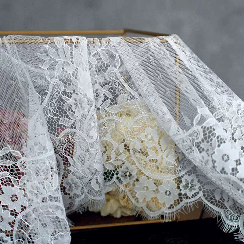 3 Meters One-Sided Eyelash Lace 30cm - Non-Stretch Lace for Sleeves & Skirt Hems