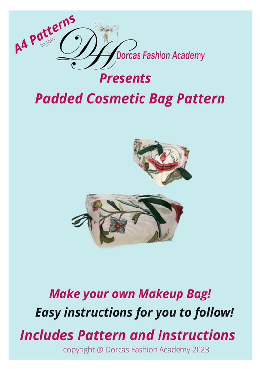 PADDED COSMETIC/ MAKE UP BAG - SEWING PDF PATTERNS AND INSTRUCTIONS
