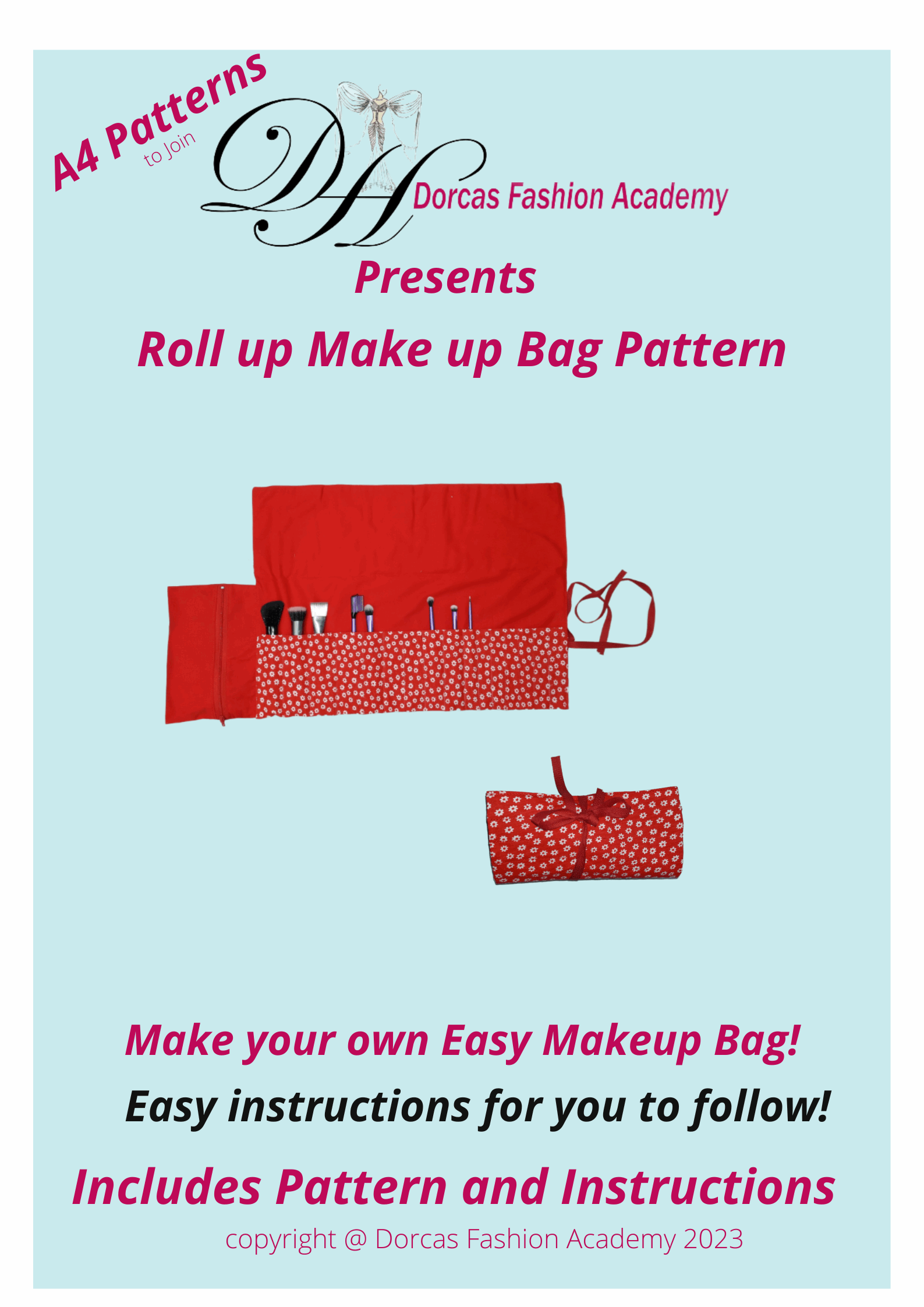 EASY ROLLUP MAKEUP BAG - SEWING PDF PATTERNS AND INSTRUCTIONS