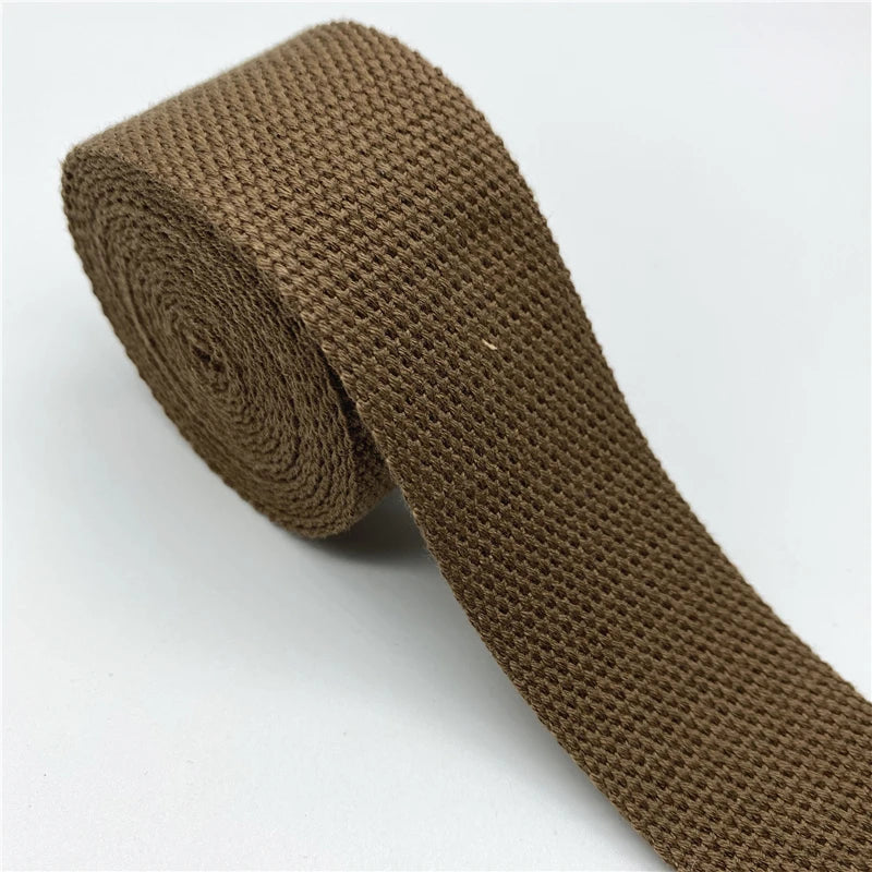 Cotton Webbing Strap 2 Yards - Multiple Widths (25mm-38mm) for Bags, Belts & DIY Crafts