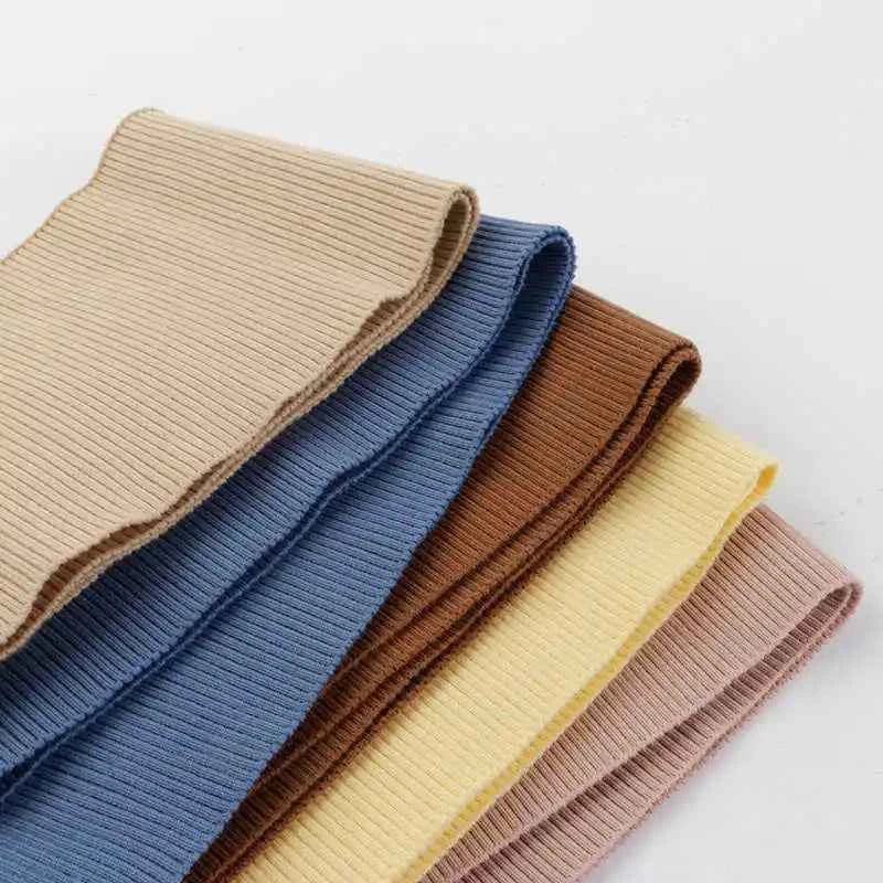 1 Yard Pure Cotton Stretch Rib Knitted Fabric - 17cm Wide for Necklines, Cuffs & Hems