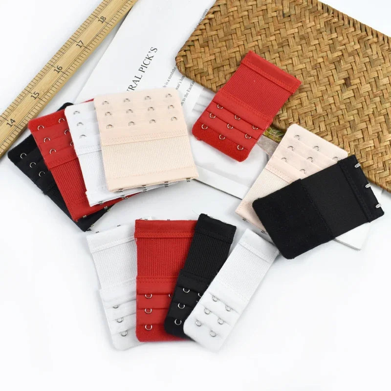 Bra Strap Extension 3-Row Hook & Eye - Adjustable Bra Extenders (2/5/10 Pack)