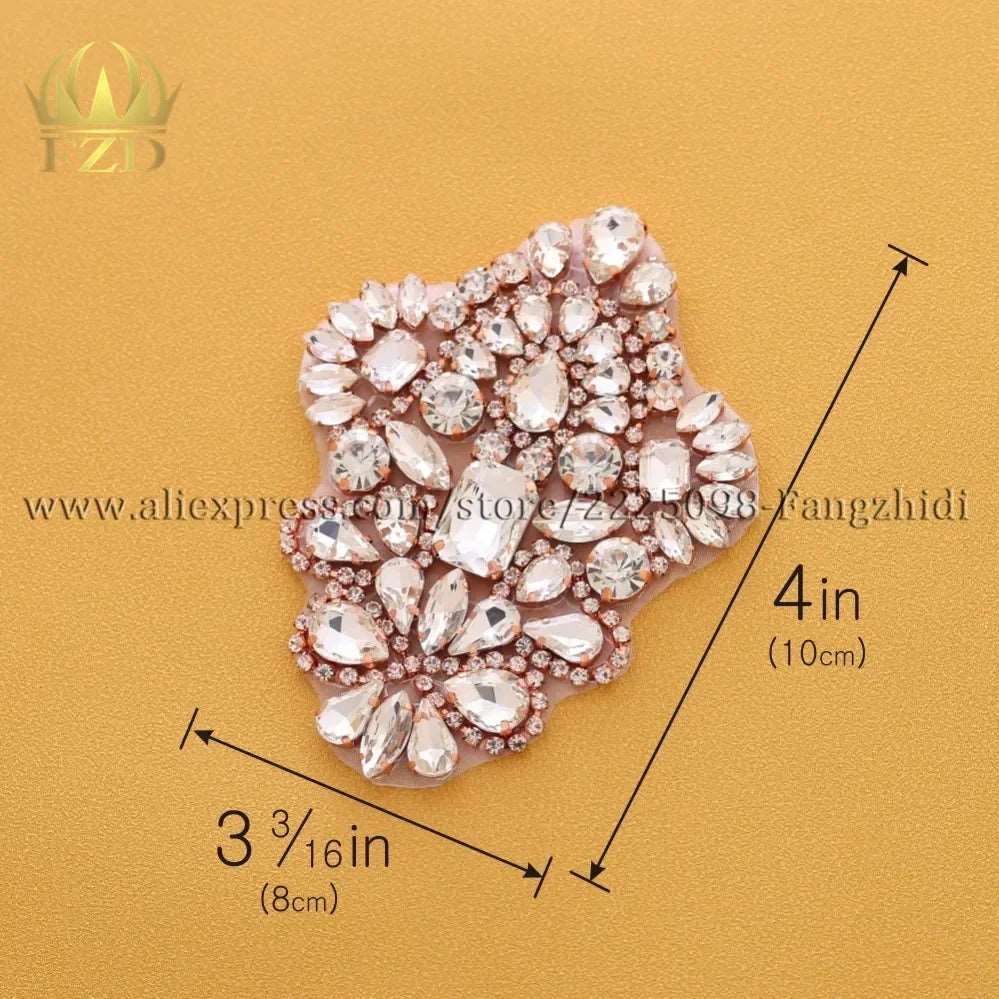 (1 piece) Sew On Strass Applique Rhinestone For Wedding Belt Pearl Patch Crystals Iron On Glass For Bridal Headband Trim