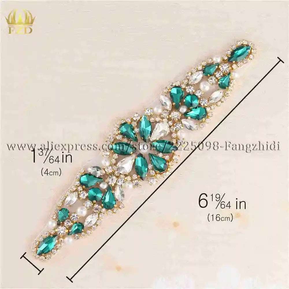 (1 piece) Sew On Strass Applique Rhinestone For Wedding Belt Pearl Patch Crystals Iron On Glass For Bridal Headband Trim