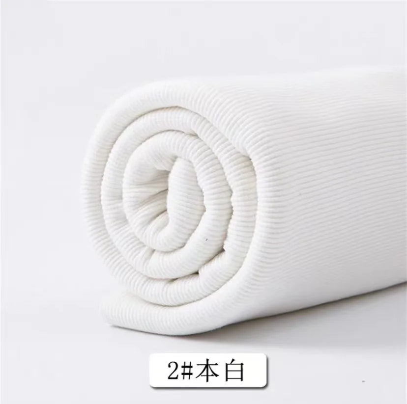 Cotton Stretch Ribbed Knit Fabric - 20cm Wide 110cm Length for Necklines, Cuffs & Hems