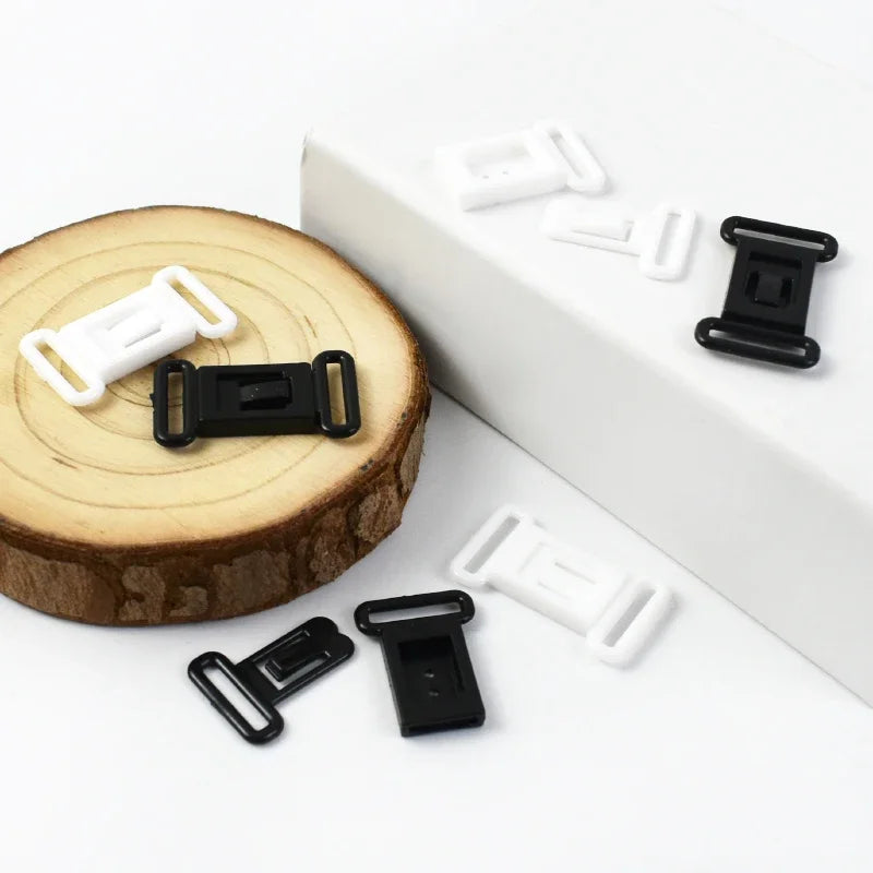 30 or 50 Pieces Plastic Bra Buckles 12.5mm - Adjustable Strap Clasps for Lingerie & Swimwear