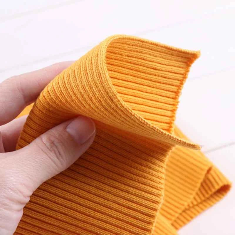 1 Yard Pure Cotton Stretch Rib Knitted Fabric - 17cm Wide for Necklines, Cuffs & Hems