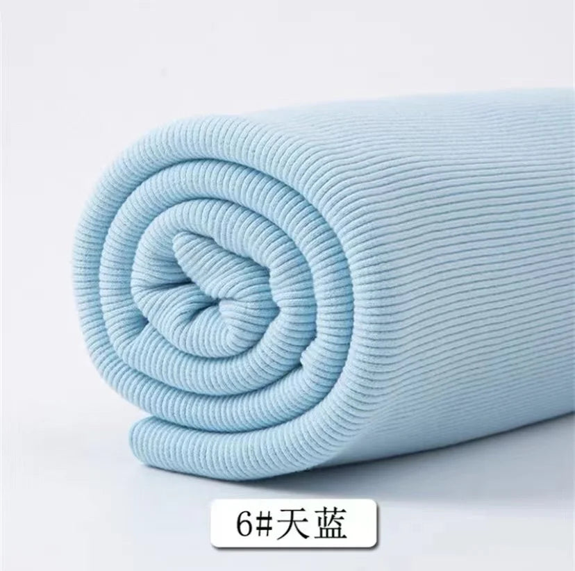 Cotton Stretch Ribbed Knit Fabric - 20cm Wide 110cm Length for Necklines, Cuffs & Hems