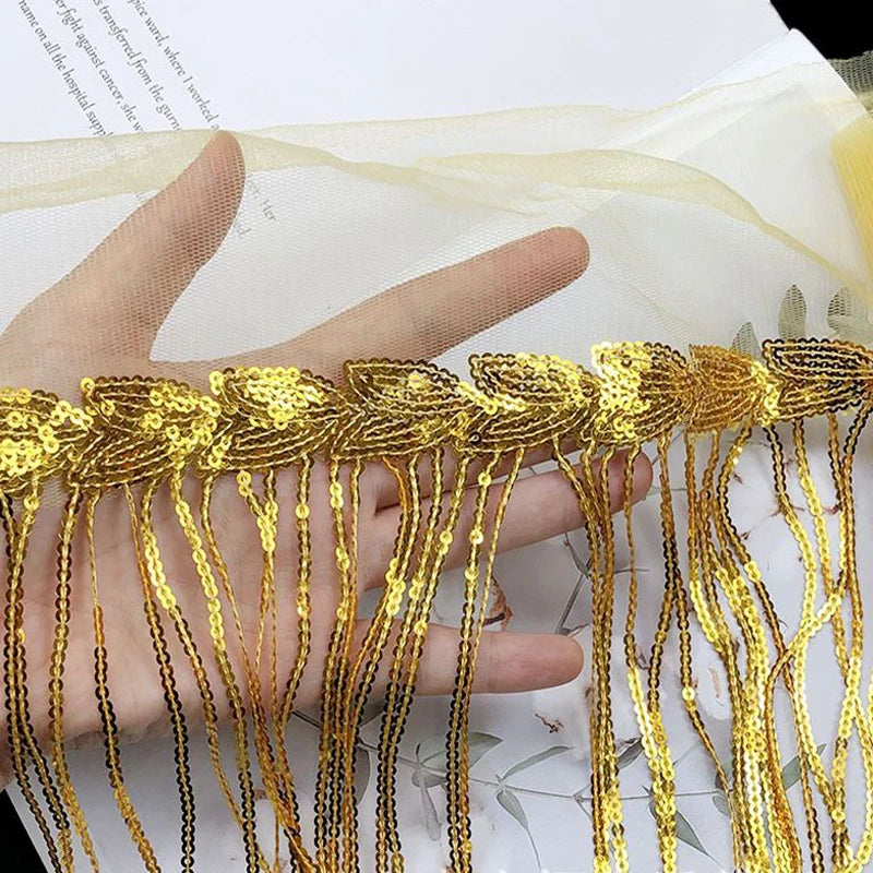 2 Yards Sequin Tassel Lace Ribbon 30cm -  Party Dress Trim