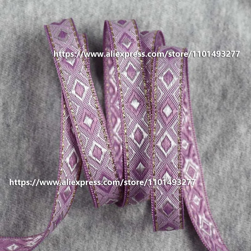 12mm Vintage Ethnic Embroidery Jacquard Ribbon - Decorative Webbing Tape for Bags & Clothing