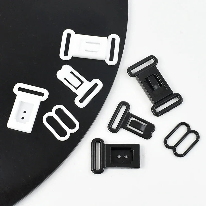 30 or 50 Pieces Plastic Bra Buckles 12.5mm - Adjustable Strap Clasps for Lingerie & Swimwear