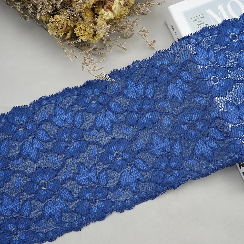 1 Meter Wide Elastic Lace 16cm - Stretchy Floral Embroidered Lace for Clothing & Skirts