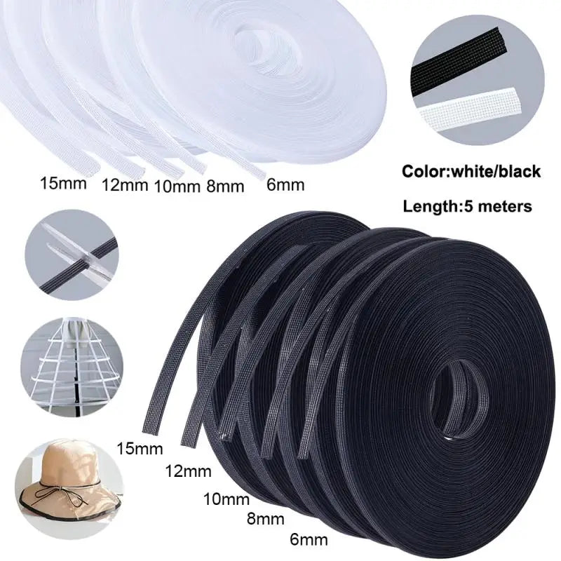 Polyester Boning 5 Meters - Multiple Widths (6mm-15mm) for Corsets, Bras & Wedding Dresses