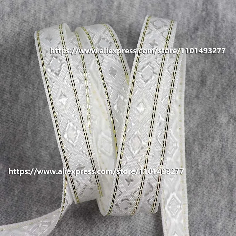 12mm Vintage Ethnic Embroidery Jacquard Ribbon - Decorative Webbing Tape for Bags & Clothing