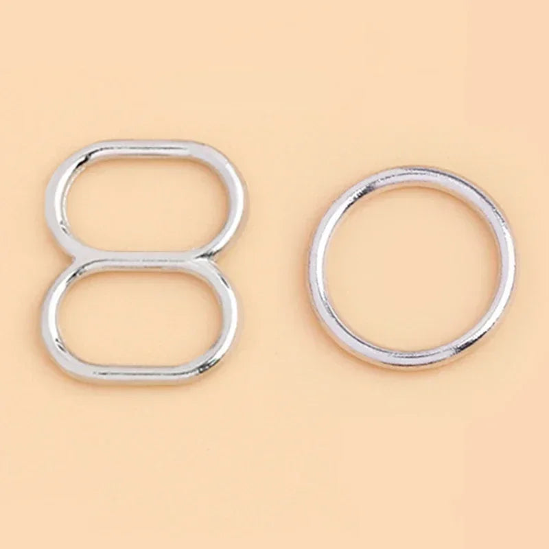 50 Sets O-Ring Metal Bra Buckles - Strap Connectors for Lingerie & Swimwear (6-15mm)
