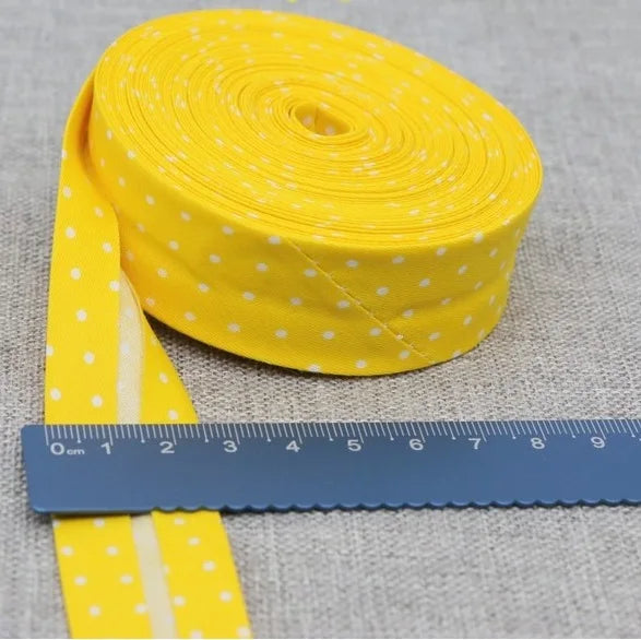 Cotton Bias Binding Tape 20-25mm x 5m - Printed Dots, Stripes & Tartan Patterns